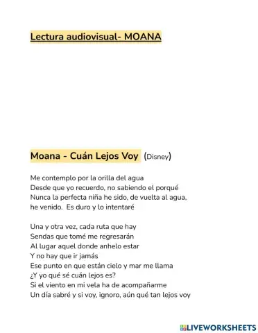 MOANA: Lectura comprensiva audiovisual.