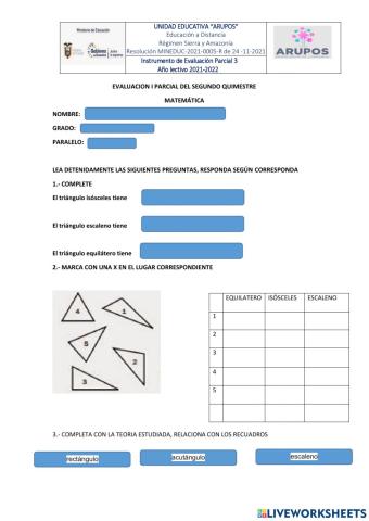 Evaluacion i parcial ii quimestre
