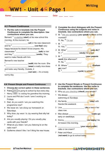 WW1 - Unit 4 - Page 1