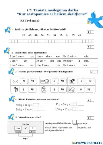 1.7. Pārbaudes darbs matemātikā.