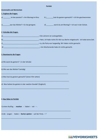 Perfekt - Präteritum Haben und Sein