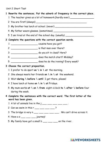 Adverbs of frequency