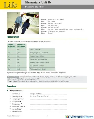 U2 A2 possesive pronouns