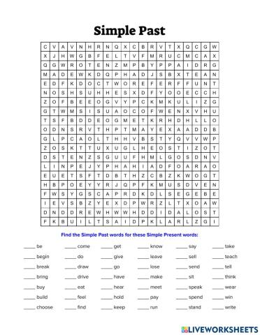 Simple Past Wordsearch
