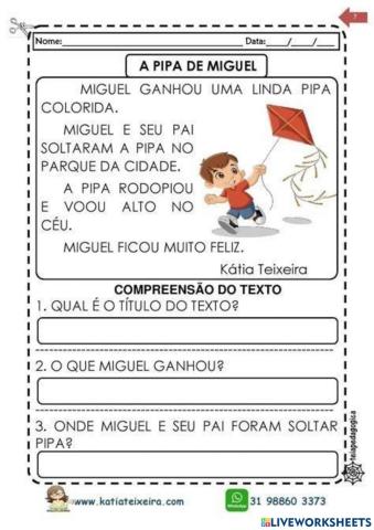 Texto - a pipa de miguel