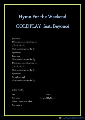 Song Hymn For The Weekend