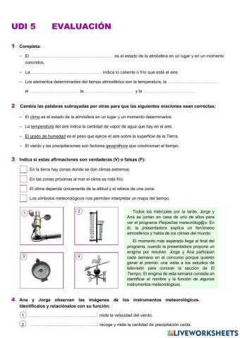 Examen UDI 5 Sociales: El clima.