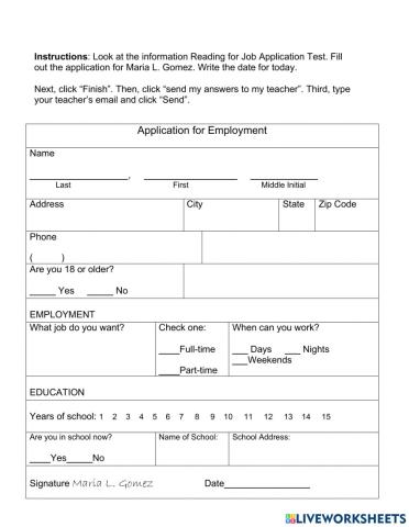 Fill Out a Job Application
