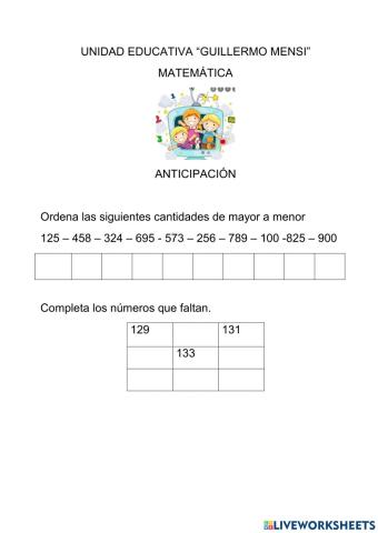 Ordenar centenas de mayor a menor