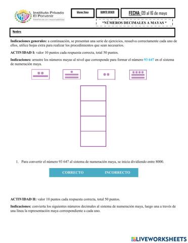 Números decimales a mayas