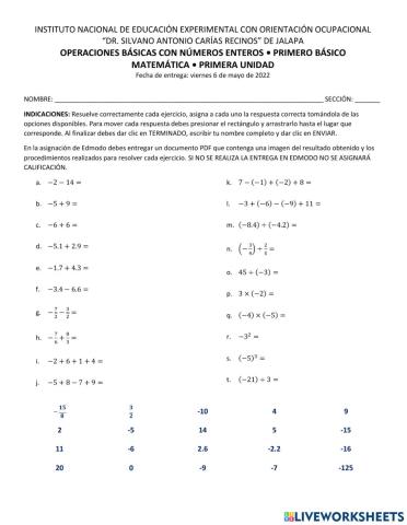 Operaciones básicas con enteros