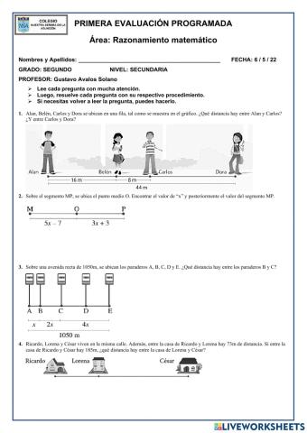 Evaluación RM - 2°