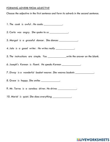 Forming adverb from adjective