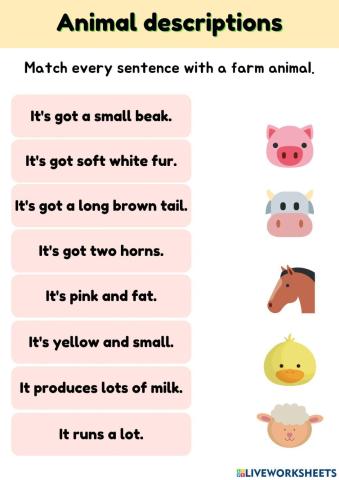 Animal descriptions