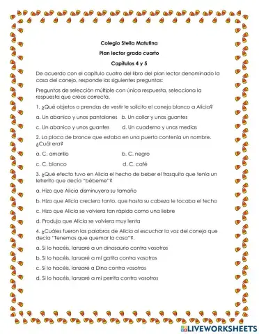 Plan lector grado cuarto.