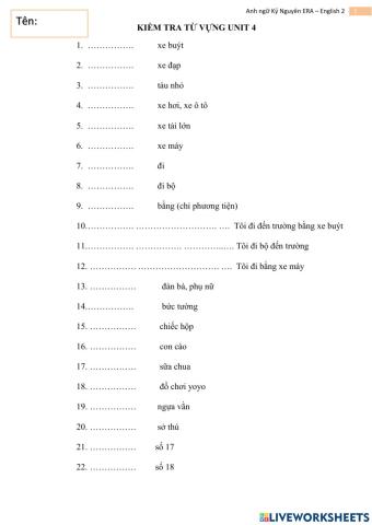 Grade 2 - Unit 4 - Words