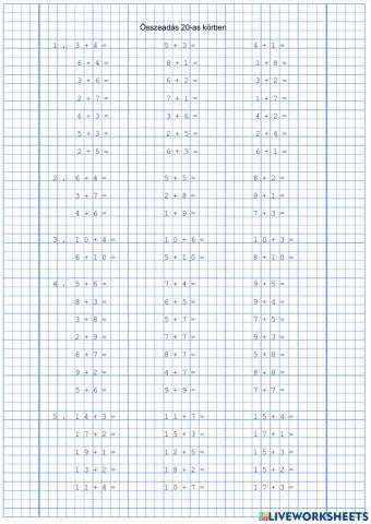 Összeadás 20-as számkörben