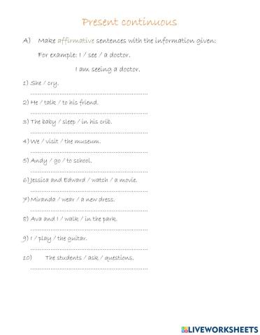 Present continuous affirmative and negative