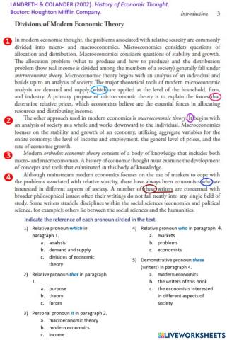 Divisions of modern economic theory