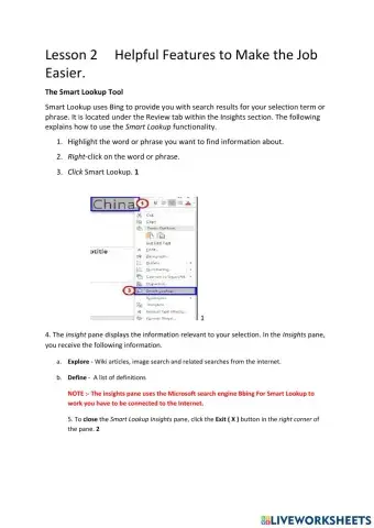 Lesson 2     Helpful Features to Make the Job Easier.