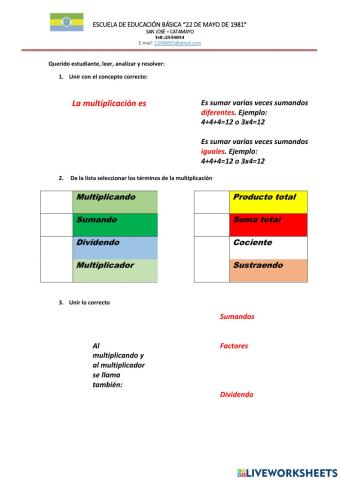 Concepto de multiplicacion