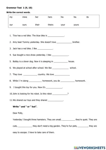 Possessive pronouns & adj