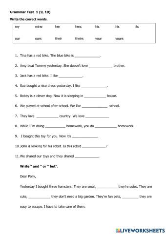 Possessive pronouns & adj