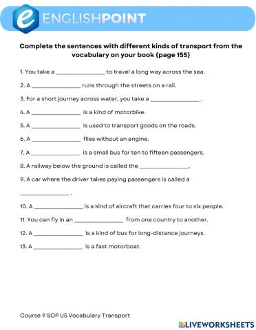 Transport - vocabulary