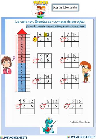 Restas con llevadas 2 cifras