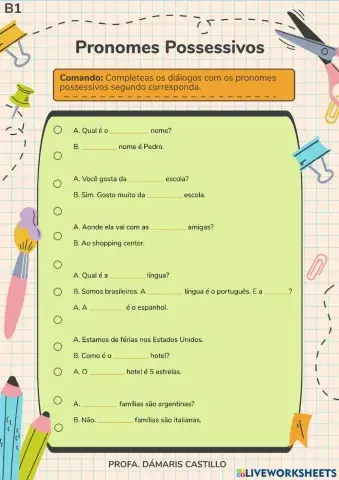 Pronomes possessivos 1