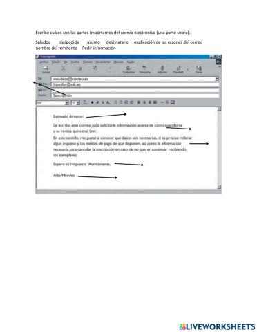 Partes del correo electrónico