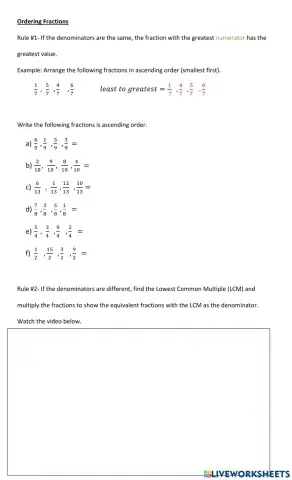 Ordering Fractions in Ascending Order