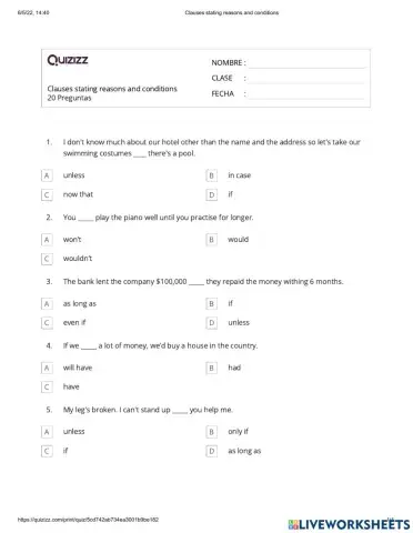 Clauses Stating Reasons and Conditions