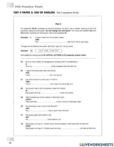 FCE Reading and Use of English PART 4