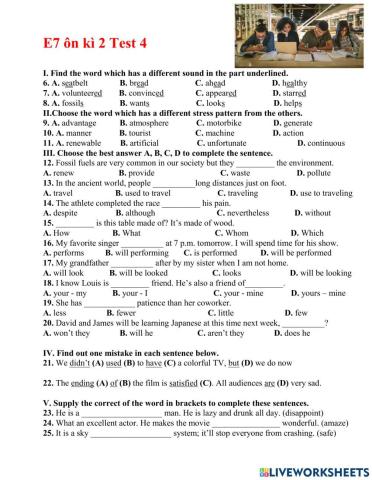 E7 ôn cuối kì 2 Test 4