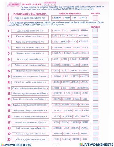 Ejercicios de analogía