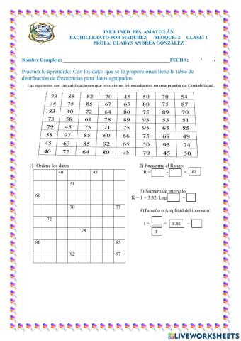 Tabla de distribución para datos agrupados