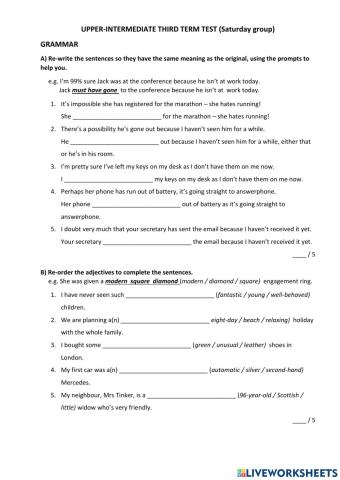 3rd term upper test (English hub)