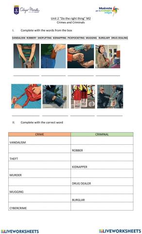 Crime and criminals vocabulary