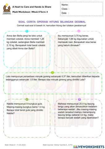 Soal Cerita Operasi Hitung Bilangan Desimal