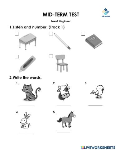 MID-TERM TEST - Kid Beginner