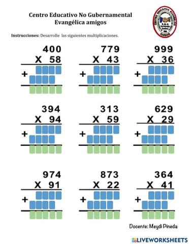 Mutiplicaciones de 2 y 3 cifras.