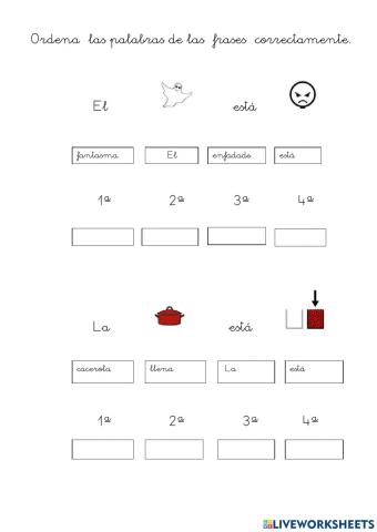 Ordenar las palabras de las frases correctamentete