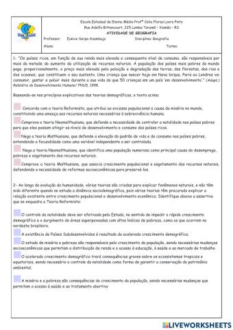Teorias Demográficas 3º Ano