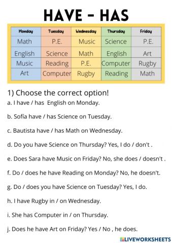 Have - has (I-He-She)