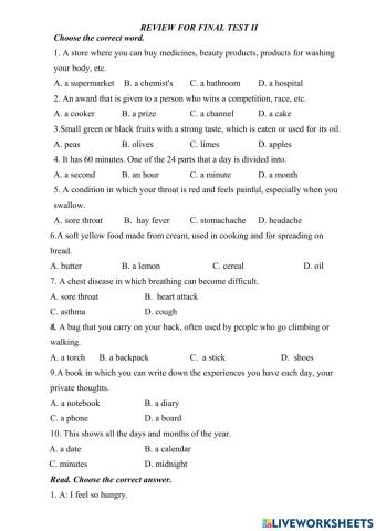 Review for final test