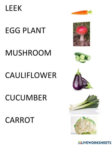 Vegetables - matching exercise