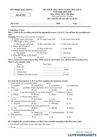 Đề kiểm tra thử