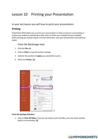 Lesson 10 Printing Your Presentation
