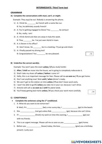 3rd term INT. TEST EF